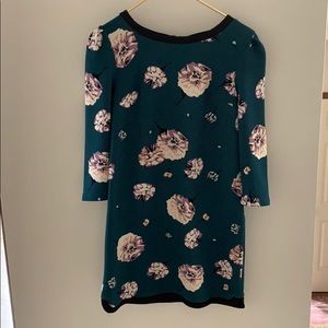 Teal floral shift dress